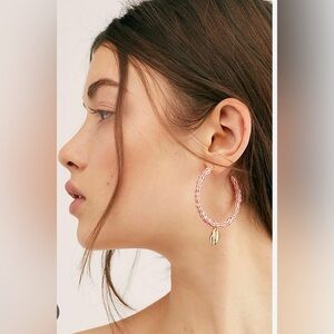 Gold and Red Beaded Shell Earrings